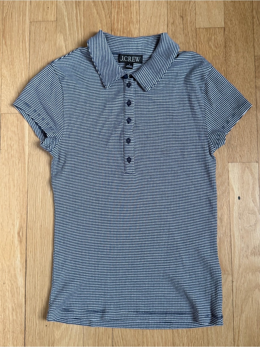 J.Crew Navy & White Striped Polo Shirt